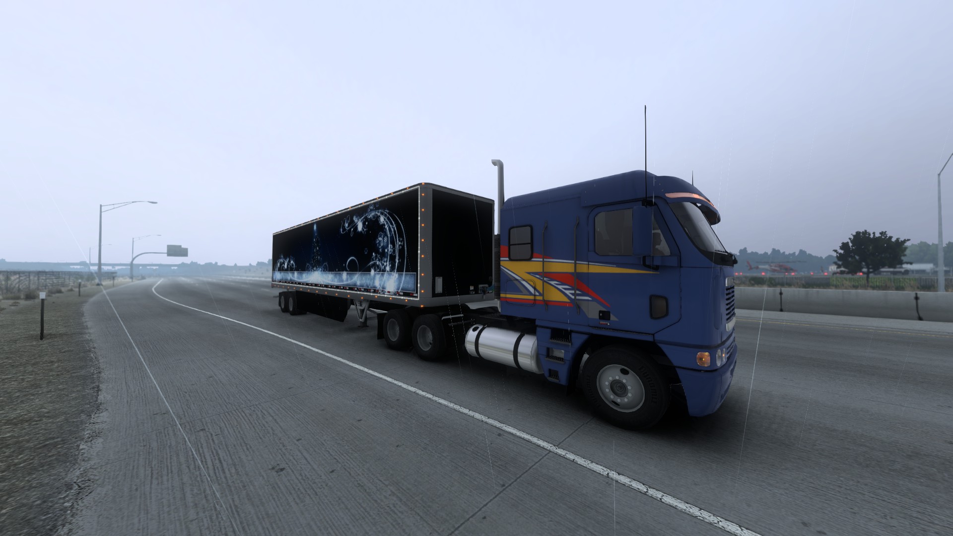 ATS Freightliner Argosy modded truck driving in rain