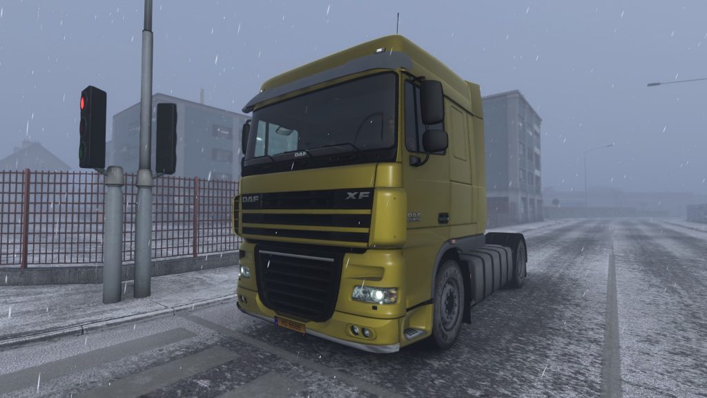 ETS2 DAF truck in winter cityscape