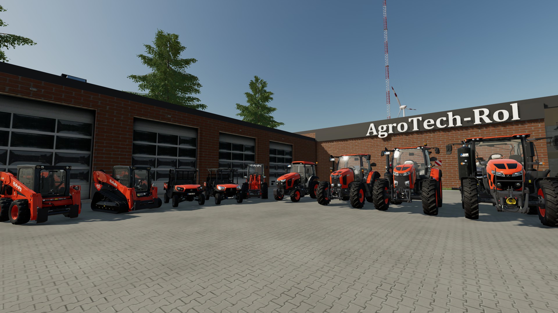 Screenshot showing the tractors included in the Kubota DLC for FS22