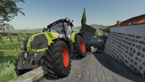Screenshot of Claas tractor stuck on low wall