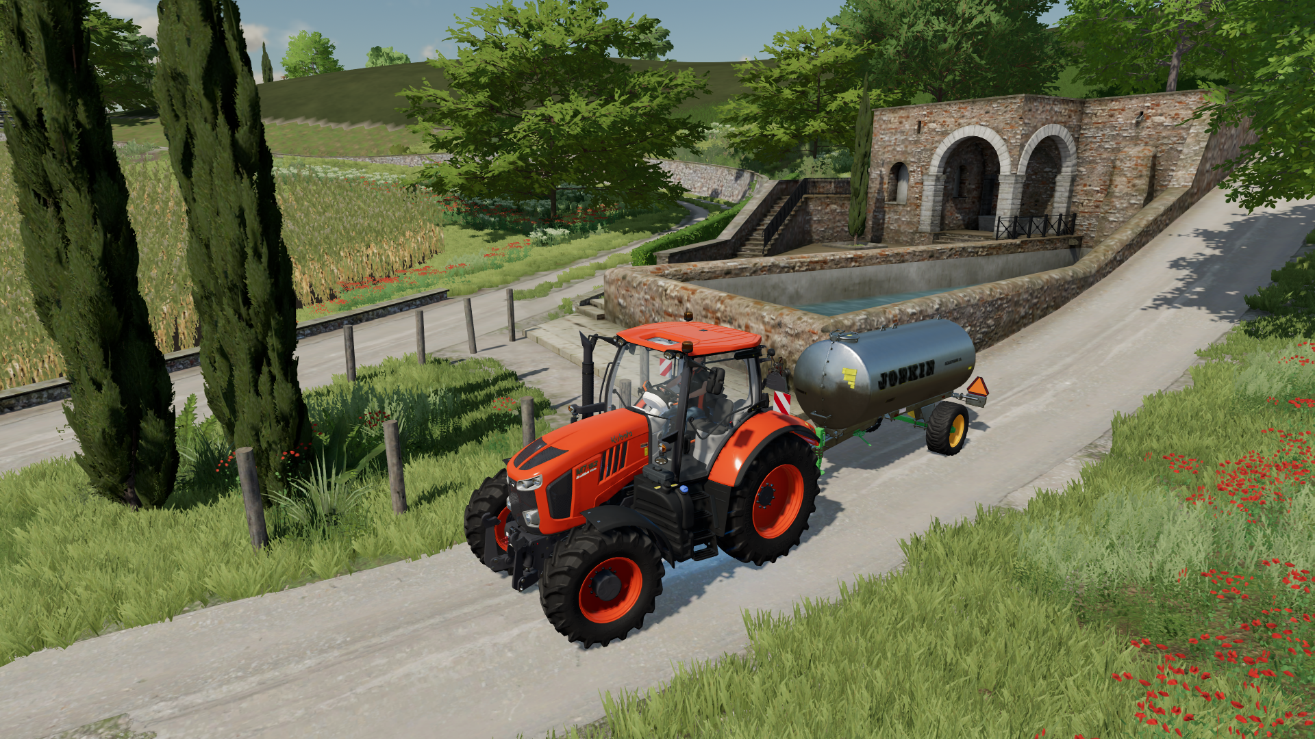 Screenshot of Kubota tractor fetching water